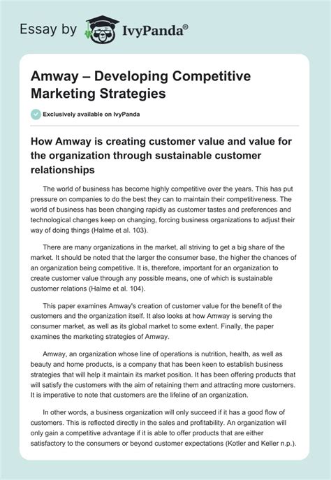 plan marketing amway|Exclusive Case Study on the Marketing Strategy of Amway.